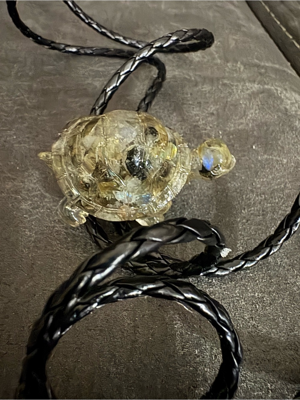 Unbranded Glass Turtle Tie Accessory - Clear/Yellow Accent